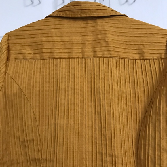 Laura Petites Button Down Collar Long Sleeve Top S Blouse Mustard Yellow Gold - Picture 9 of 12